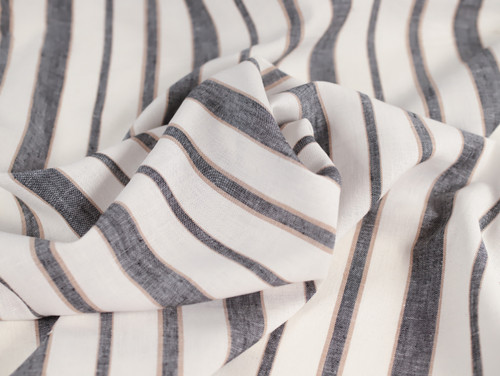 Dressmaking Fabric | Franco Stripe Linen & Cotton - Ivory & Anthracite | Fabric Godmother