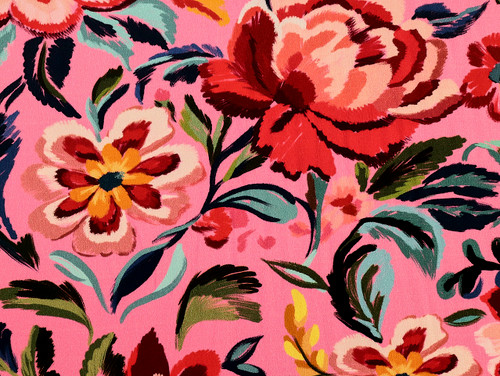 Dressmaking Fabric | Zandra Floral Viscose Crepe - Pink | Fabric Godmother