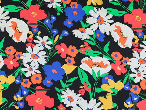 Dressmaking Fabric | Cassandra Floral Viscose Crepe - Black | Fabric Godmother