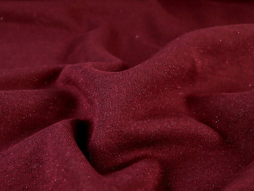 Dressmaking Fabric | Metallic Sweatshirt Fleece - Burgundy | Fabric Godmother