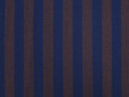 Dressmaking Fabric | Lionel Wide Stripe Tumbled Linen - Cobalt & Chocolate | Fabric Godmother