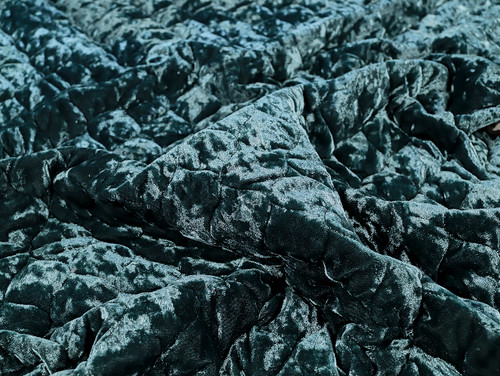 Dressmaking Fabric | Odelle Velour Onion Quilted Puffer - Teal | Fabric Godmother 