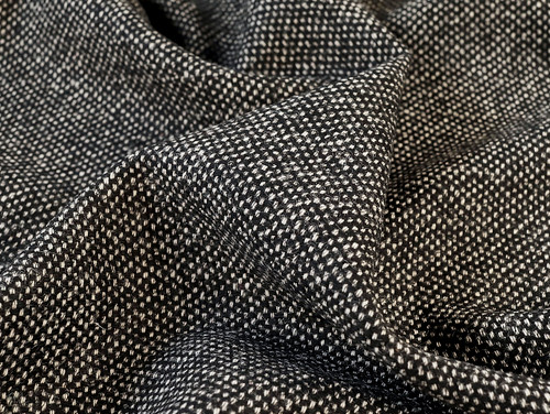 Dressmaking Fabric | Alastor Spot Wool Suiting - Black | Fabric Godmother 