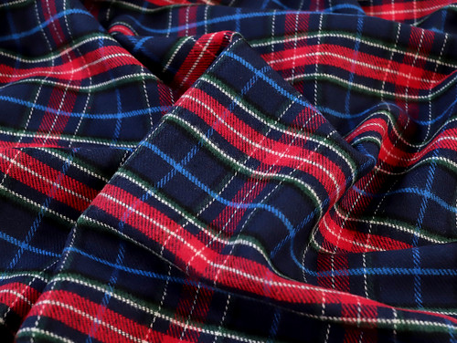 Dressmaking Fabric | Ivor Tartan Brushed Cotton - Navy| Fabric Godmother 