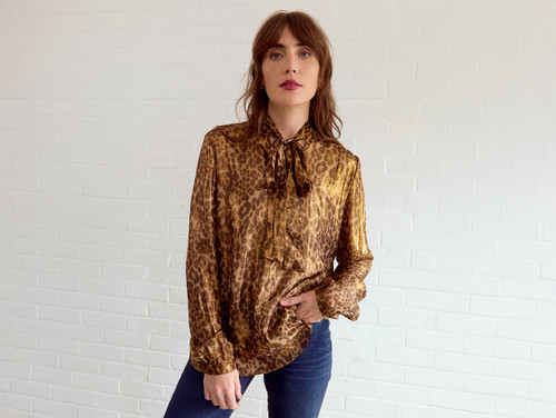 Sewing Kits | The Pussy Bow Blouse Kit - Ace Animal Metallic (sizes 18-30) | Fabric Godmother