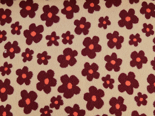 Dressmaking Fabric | Pola Daisy Sherpa - Ecru & Burgundy | Fabric Godmother  Dressmaking Fabric | Pola Daisy Sherpa - Ecru & Burgundy | Fabric Godmother