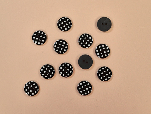 Haberdashery | Polka Dot Button 19mm - Black | Fabric Godmother 