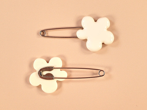 Haberdashery | Abstract Flower Safety Pin - 85mm - Silver | Fabric Godmother