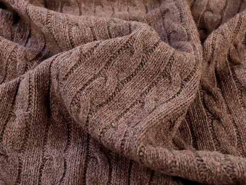 Dressmaking Fabric | Eva Rescued Wool Cable Knit - Light Brown | Fabric Godmother 