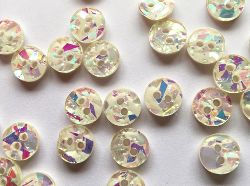 Haberdashery | Sparkle Buttons - 10mm - White | Fabric Godmother 
