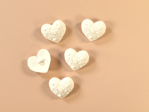 Haberdashery | Heart Textured Button - 32mm - White | Fabric Godmother