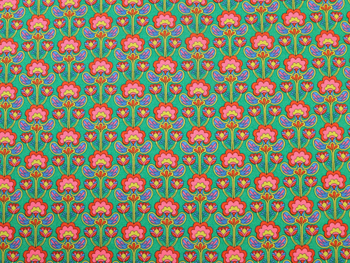 Dressmaking Fabric  | Liberty Peacock Posy Tana Lawn - Green | Fabric Godmother 