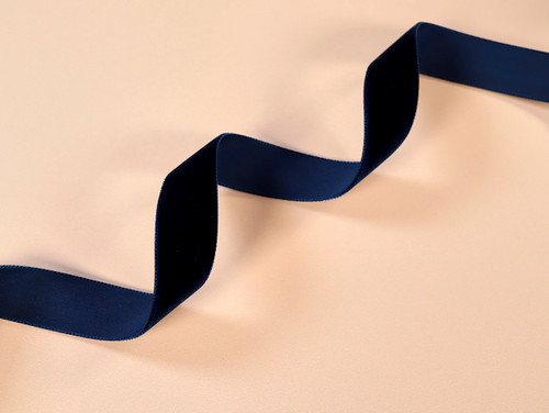Haberdashery | Single Sided Velvet Ribbon - 22mm - Navy | Fabric Godmother
