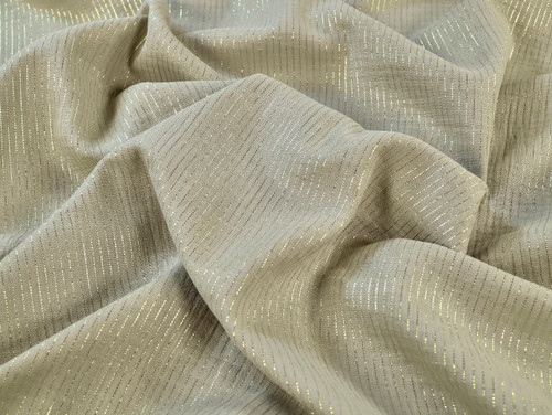 Dressmaking Fabric | Ashlyn Stripe Lurex Double Gauze - Green | Fabric Godmother