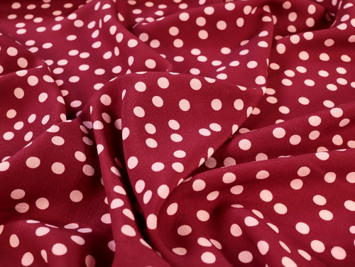 Dressmaking Fabric | Vivian Spot Viscose Crepe - Burgundy & Pink | Fabric Godmother