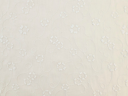 Dressmaking Fabric | Claudine Floral Cotton Voile - White | Fabric Godmother 