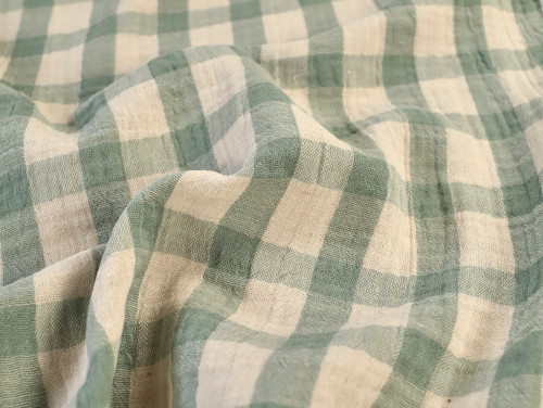 Dressmaking Fabric | Tilde Double Gauze Cotton & Linen - Green | Fabric Godmother 