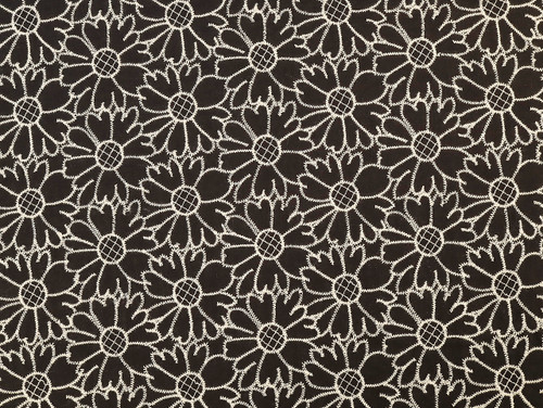 Dressmaking Fabric | Purdie Floral Embroidered Cotton - Black| Fabric Godmother 