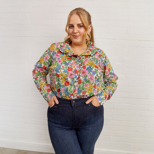 Sewing Kits | The Carnation Blouse Kit - Liberty Tana Lawn Clarabell - Ivory | Fabric Godmother
