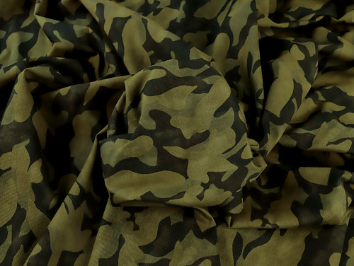 Dressmaking Fabric | Thora Camo 9oz Stretch Denim - Green | Fabric Godmother