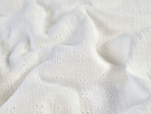 Dressmaking Fabric | Albertine Cotton Broderie Anglaise  - Ivory | Fabric Godmother 