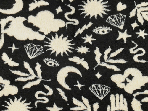 Dressmaking Fabric | Rune Sherpa Fleece - Black & Ivory | Fabric Godmother