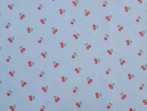 Dressmaking Fabric | Naia Cherry Cotton Poplin - Blue | Fabric Godmother 