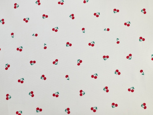 Dressmaking Fabric | Mini Cherry Cotton Poplin - Ivory | Fabric Godmother 