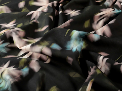 Dressmaking Fabric | Fibre Mood Hamsa Blur Floral Cotton Poplin - Black | Fabric Godmother
