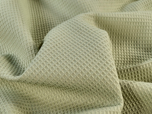 Dressmaking Fabric | Dalia Waffle Texture Cotton - Green| Fabric Godmother 