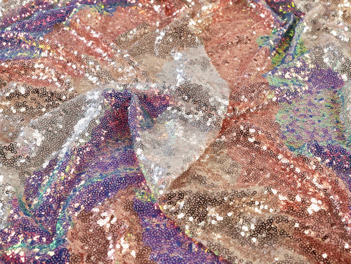 Dressmaking Fabric | Kimea Stretch Sequin Tulle  - Pink | Fabric Godmother 