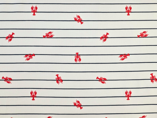 Dressmaking Fabric | Lobster Stripe Cotton Jersey - Ivory | Fabric Godmother