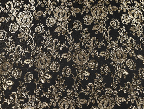 Dressmaking Fabric | Viviana Floral Silk Lame Jacquard - Gold & Black | Fabric Godmother 