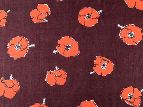 Dressmaking Fabric | Liberty Fabrics Fallen Poppies Silk Chiffon - Burgundy & Red | Fabric Godmother 