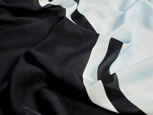 Dressmaking Fabric | Rune Stripe Silk Chiffon - Navy | Fabric Godmother