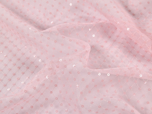 Dressmaking Fabric |Catharina Sequin Tulle - Pink| Fabric Godmother 