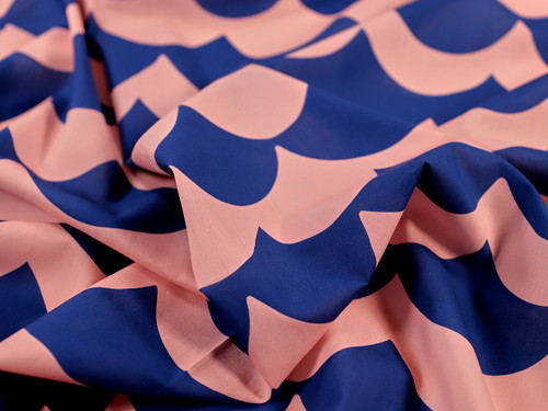 Dressmaking Fabric | The Bargello Edit Cotton Lawn - 004 Scallop Pink & Navy | Fabric Godmother 