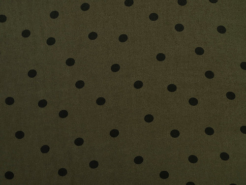 Dressmaking Fabric | Godey Polka Dot Viscose Crepe - Dark Olive & Black | Fabric Godmother