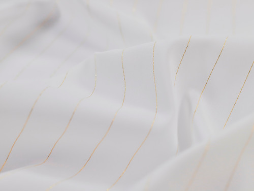 Dressmaking Fabric | Lily Pinstripe Lurex Crepe / Lining - Ivory & Gold | Fabric Godmother 