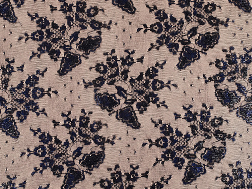 Dressmaking Fabric | Eugenie Narrow Metallic Lace - Indigo | Fabric Godmother