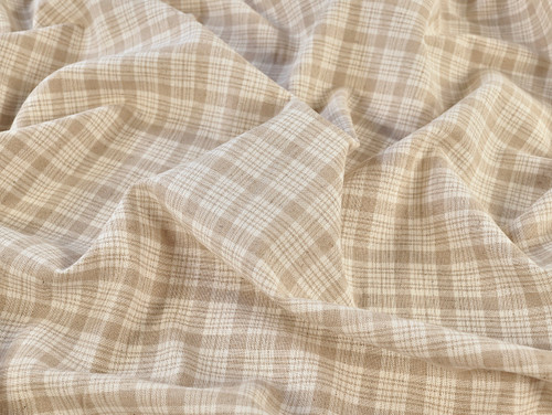 Dressmaking Fabric | Erias Check Cotton & Linen - Ecru | Fabric Godmother 