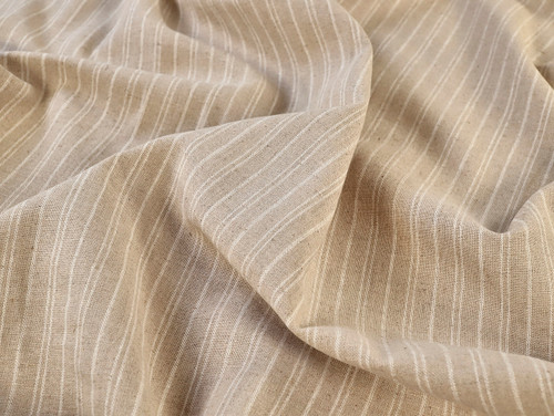 Dressmaking Fabric | Vinny Stripe Cotton & Linen - Ecru | Fabric Godmother