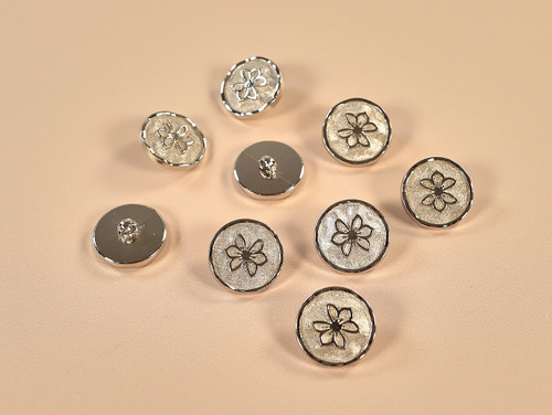 Haberdashery | Flower Shank Button - 26mm - Silver | Fabric Godmother