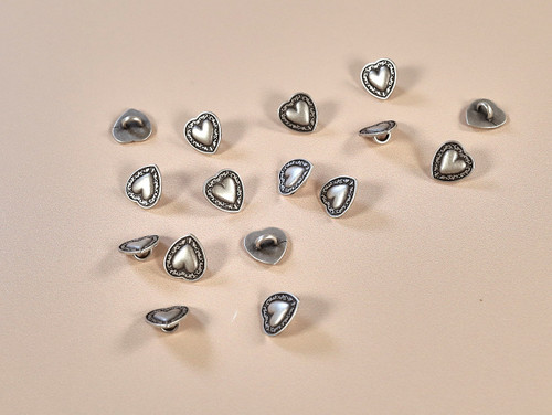 Haby| Metal Heart Button - 12mm - Silver | Fabric Godmother
