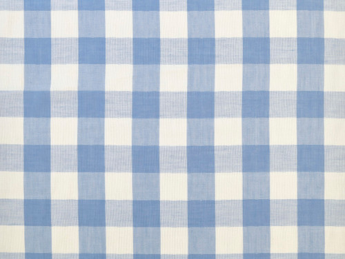 Dressmaking Fabric |Zane Check Cotton Double Gauze - Blue | Fabric Godmother