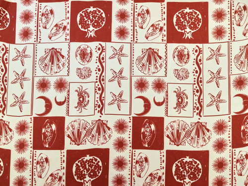 Dressmaking Fabric | Sea Breeze 100% Linen - Ivory & Red| Fabric Godmother