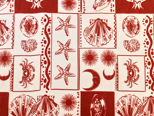 Dressmaking Fabric | Sea Breeze 100% Linen - Ivory & Red| Fabric Godmother