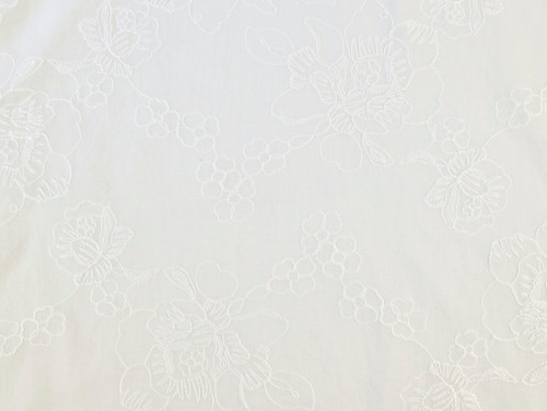 Dressmaking Fabric | Gillian Floral Embroidered Cotton Voile - Ivory | Fabric Godmother 