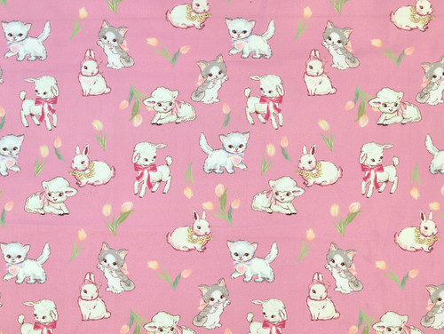Dressmaking Fabric | Lucy & Friends Cotton Lawn - Pink | Fabric Godmother