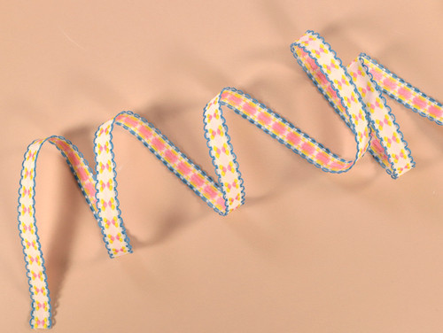Haberdashery | Scalloped Edge Trim - 12mm - Pink & Blue| Fabric Godmother